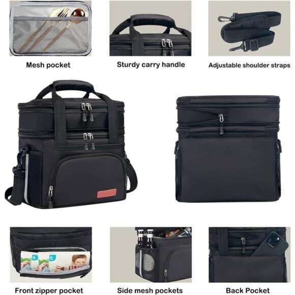 Lunch Box For Men/Women,Large Double-layer Insulated Expandable Reusable - Picture 12 of 14